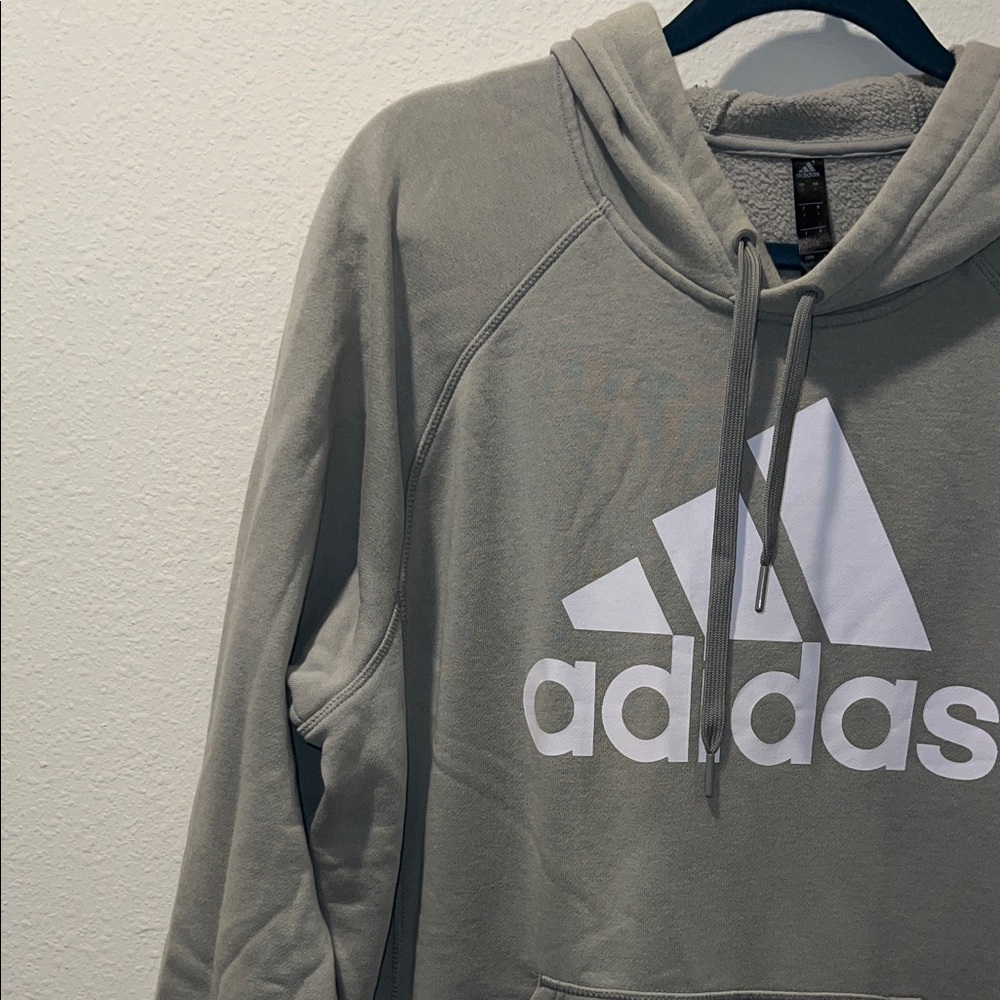 Adidas Men's Light Gray Hoodie - Picture 5 of 8